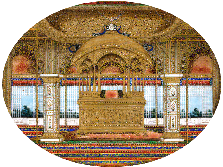 Painting of the Peacock Throne in the Diwan-i-Khas at the Red Fort, Delhi.